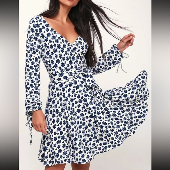 Free People Dresses & Skirts - Free People Blue and White Floral Mini Dress NWOT